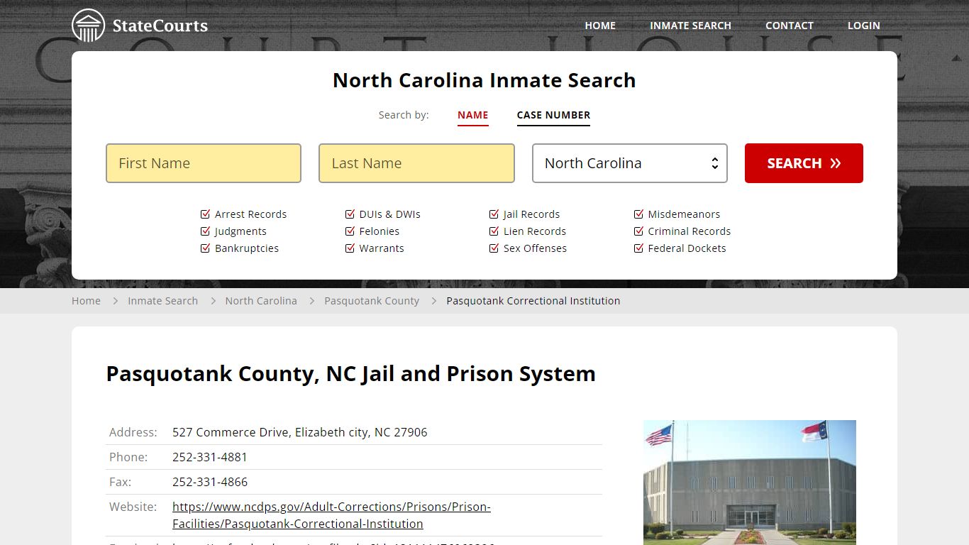 Pasquotank County, NC Jail and Prison System - State Courts